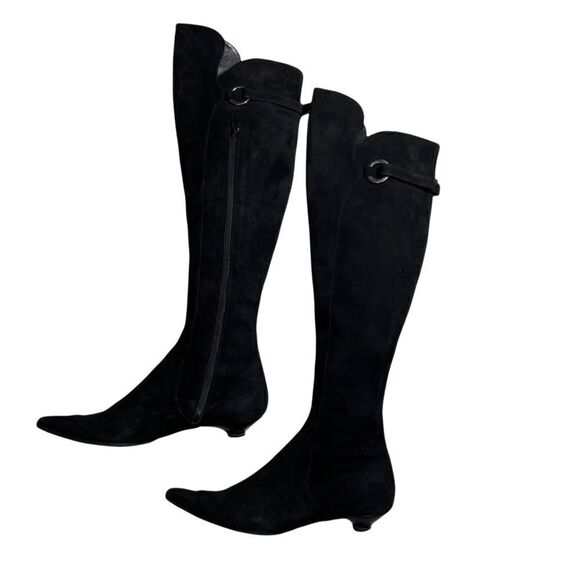 Pura Lopez Over Knee Suede Boots Kitten Heels - Picture 4 of 14